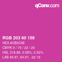 カラーコード: RGB 203 60 158 | qconv.com