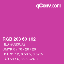 カラーコード: RGB 203 60 162 | qconv.com