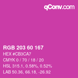 カラーコード: RGB 203 60 167 | qconv.com