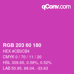 カラーコード: RGB 203 60 180 | qconv.com