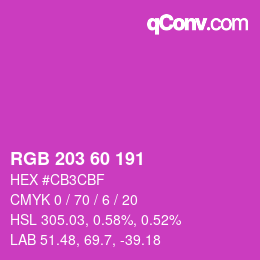 Color code: RGB 203 60 191 | qconv.com