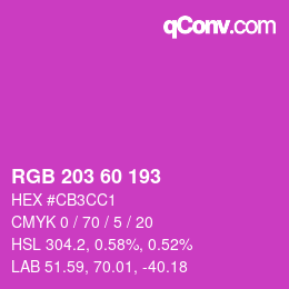 カラーコード: RGB 203 60 193 | qconv.com