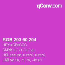 カラーコード: RGB 203 60 204 | qconv.com
