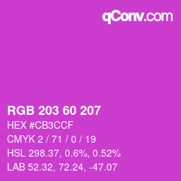 カラーコード: RGB 203 60 207 | qconv.com