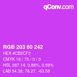 カラーコード: RGB 203 60 242 | qconv.com