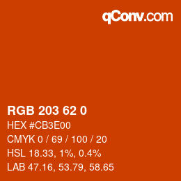 Code couleur: RGB 203 62 0 | qconv.com