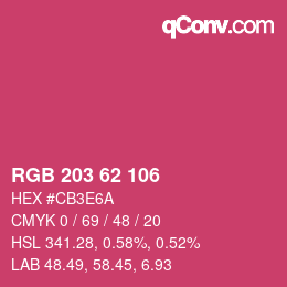 Farbcode: RGB 203 62 106 | qconv.com
