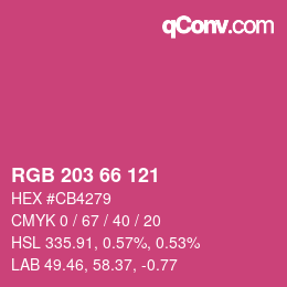 カラーコード: RGB 203 66 121 | qconv.com