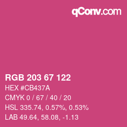 カラーコード: RGB 203 67 122 | qconv.com