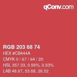 Farbcode: RGB 203 68 74 | qconv.com