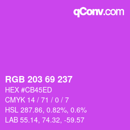 颜色代码: RGB 203 69 237 | qconv.com
