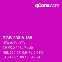 Color code: RGB 203 6 188 | qconv.com