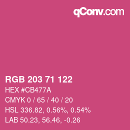 Color code: RGB 203 71 122 | qconv.com