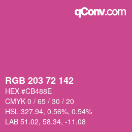 カラーコード: RGB 203 72 142 | qconv.com