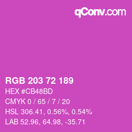カラーコード: RGB 203 72 189 | qconv.com