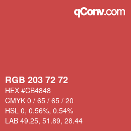 Color code: RGB 203 72 72 | qconv.com