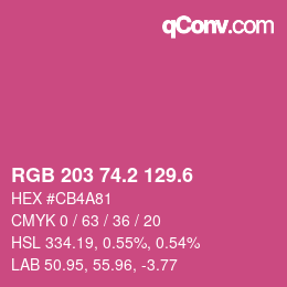 カラーコード: RGB 203 74.2 129.6 | qconv.com