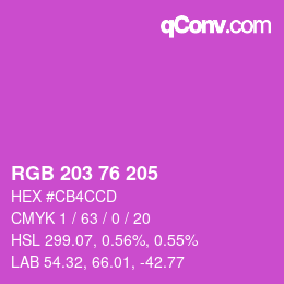 颜色代码: RGB 203 76 205 | qconv.com