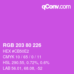 Color code: RGB 203 80 226 | qconv.com