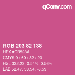 カラーコード: RGB 203 82 138 | qconv.com