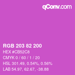 カラーコード: RGB 203 82 200 | qconv.com