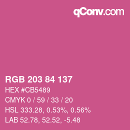 颜色代码: RGB 203 84 137 | qconv.com