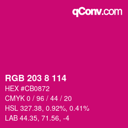 Color code: RGB 203 8 114 | qconv.com