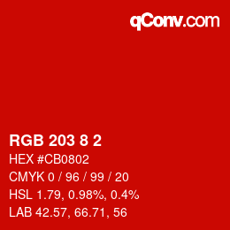 Color code: RGB 203 8 2 | qconv.com