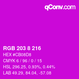 Color code: RGB 203 8 216 | qconv.com