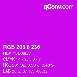 Color code: RGB 203 8 236 | qconv.com