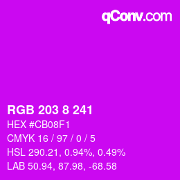 Color code: RGB 203 8 241 | qconv.com