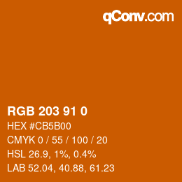 Color code: RGB 203 91 0 | qconv.com