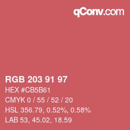 Color code: RGB 203 91 97 | qconv.com