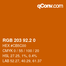 カラーコード: RGB 203 92.2 0 | qconv.com