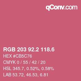 カラーコード: RGB 203 92.2 118.6 | qconv.com