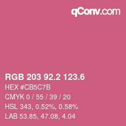カラーコード: RGB 203 92.2 123.6 | qconv.com
