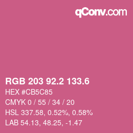 カラーコード: RGB 203 92.2 133.6 | qconv.com