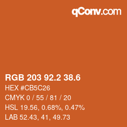 カラーコード: RGB 203 92.2 38.6 | qconv.com