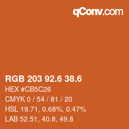 カラーコード: RGB 203 92.6 38.6 | qconv.com
