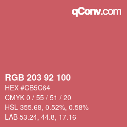 Color code: RGB 203 92 100 | qconv.com