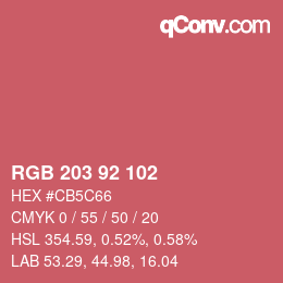 Color code: RGB 203 92 102 | qconv.com