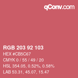 カラーコード: RGB 203 92 103 | qconv.com