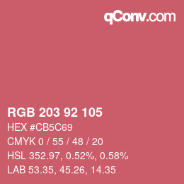 颜色代码: RGB 203 92 105 | qconv.com