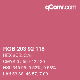 カラーコード: RGB 203 92 118 | qconv.com