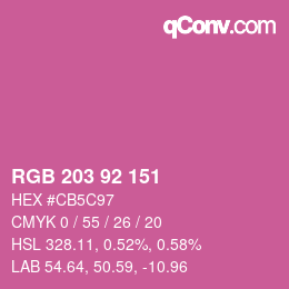 Color code: RGB 203 92 151 | qconv.com