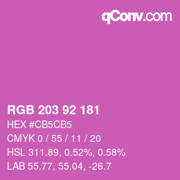 カラーコード: RGB 203 92 181 | qconv.com