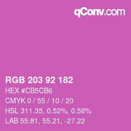 カラーコード: RGB 203 92 182 | qconv.com