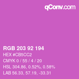 カラーコード: RGB 203 92 194 | qconv.com