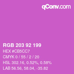 カラーコード: RGB 203 92 199 | qconv.com