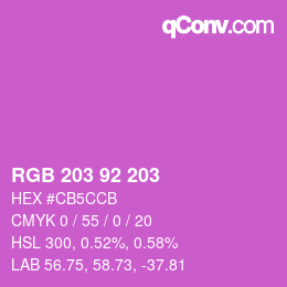 Color code: RGB 203 92 203 | qconv.com